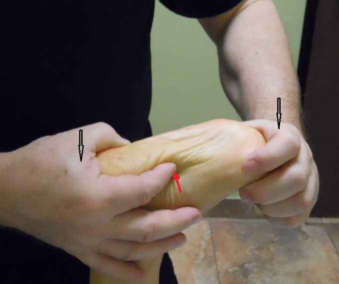 massaging plantar fascia