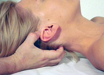 Fig.1. Position of the head and the practitioner's hand associated with the VBI (according to the article)